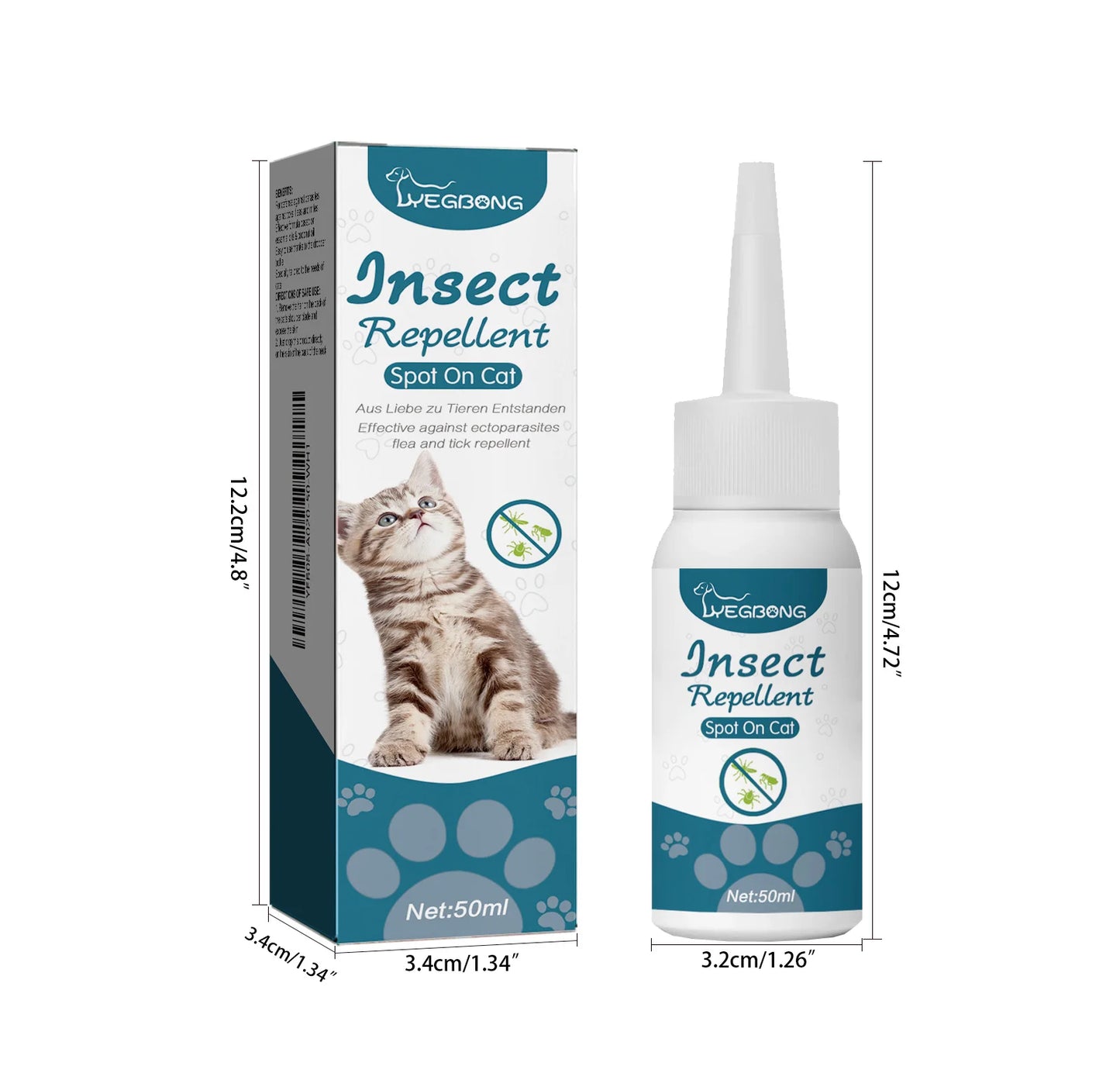 50ML Pet Anti-flea Tick Drops for Cats and Dogs Natural Formula Skin Cleaning Fast-acting Protection Deworming for Pet Care