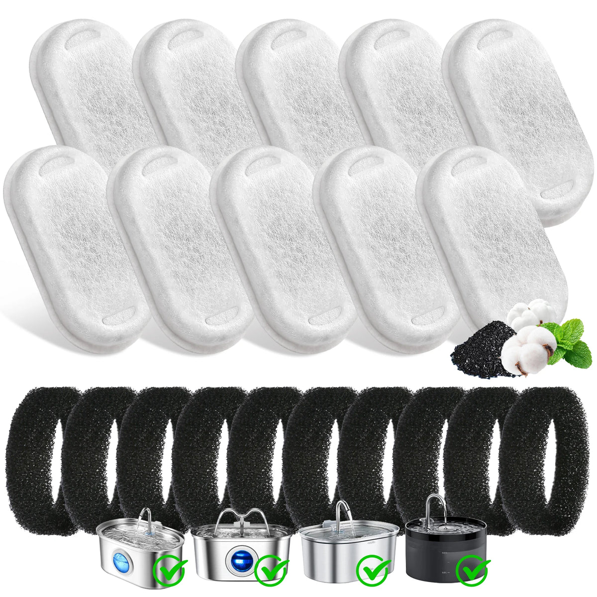 Cat Water Fountain Filters Replacement Activated Carbon Filter for Pet Dog Stainless Steel Water Flow Drinking Dispenser Water Fountain