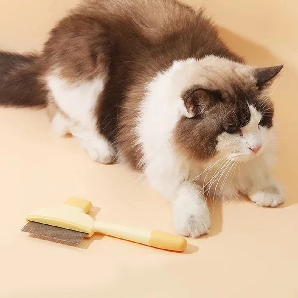 Self Cleaning Slicker Brush for Dogs & Cats, One Click Pet Hair Remover Grooming Comb for Long & Short Haired Pets