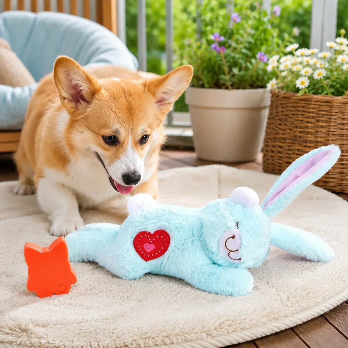 Bunny Plush Dog Heartbeat Toy Puppy Anxiety Relief Calming Sleep Aid Comfort Pillow for Crate Training Small Puppies