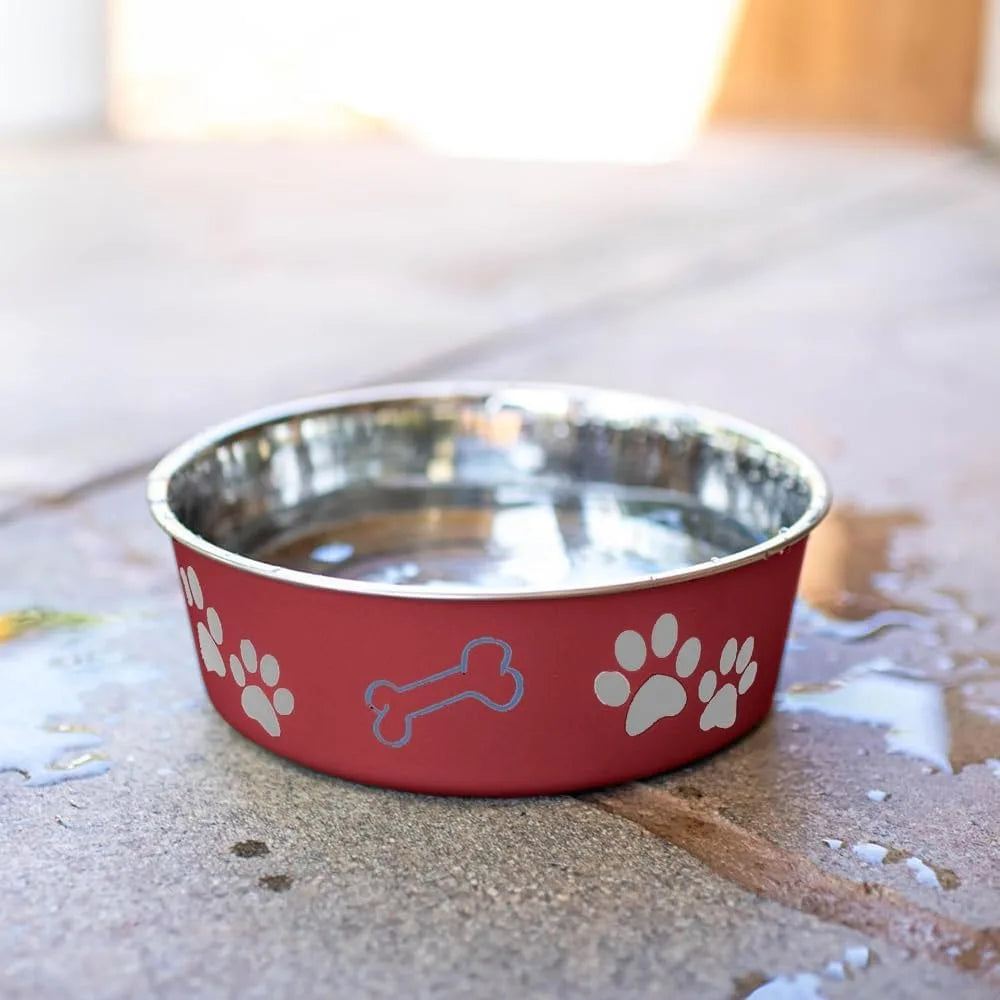 Spill Proof Non Skid Stainless Steel Pet Bowl for Dogs and Cats with Anti Slip Rubber Base Food and Water Feeder Dish for Home Kitchen Travel Car Outdoor Use Medium Size 20-35 lbs Capacity for Puppy Small Medium Pets
