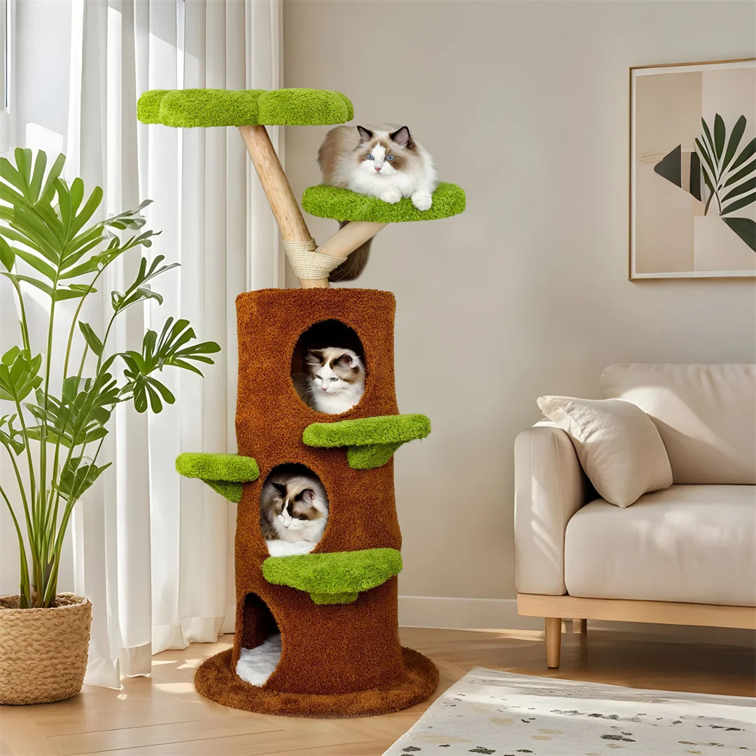 142cm Tall Cat Tree Tower for Indoor Cats, Multi-Level Cat Tree with Scratching Posts,Large Cat Activity Tower Kitty Play Center