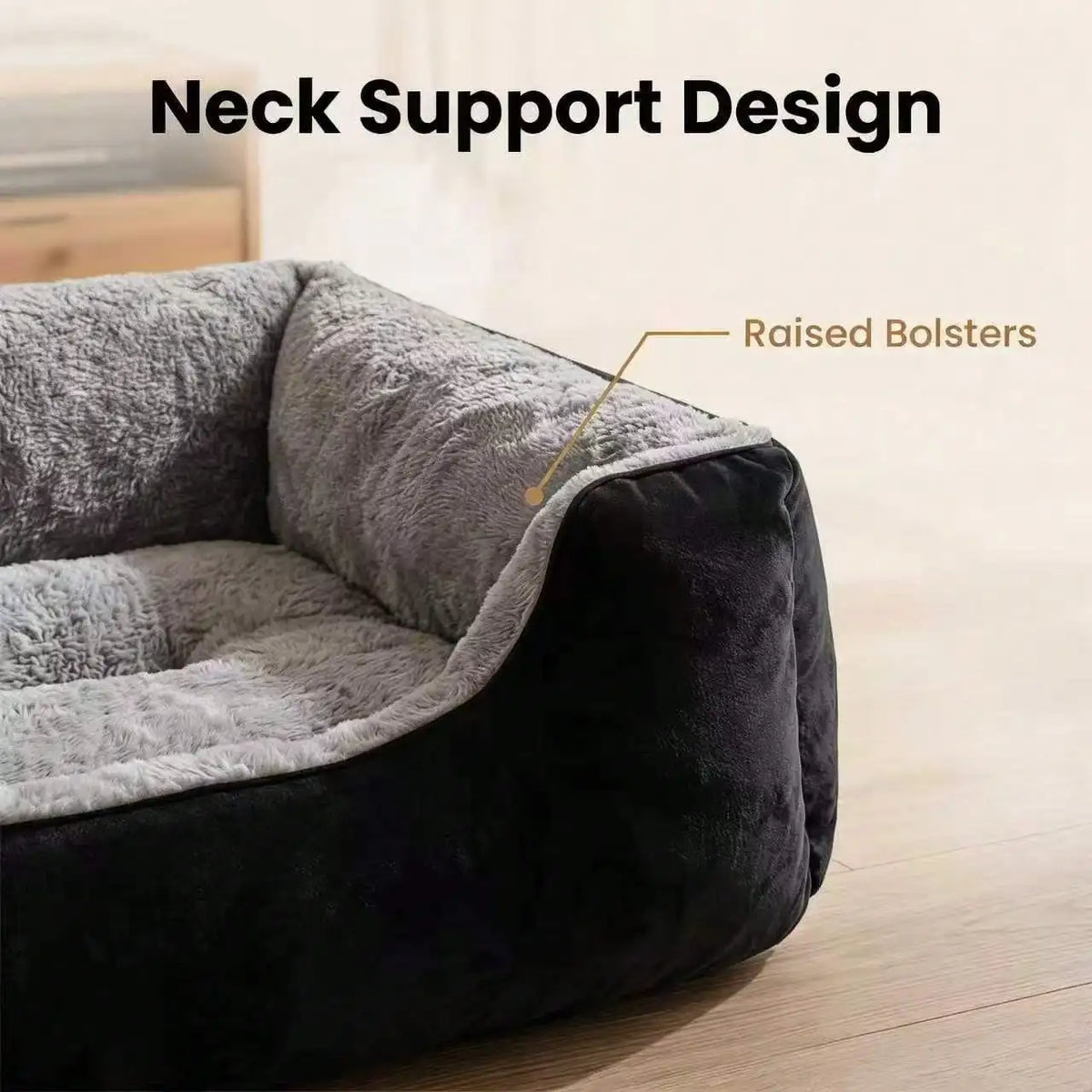 Black Thick Plush Pet Bed Sofa – Ultra Soft Warm Dog & Cat Bed, Non-Slip Rectangular Base, Easy-Clean All-Season Sleeping Couch For Pets – Premium Plush sp260609165019978147439
