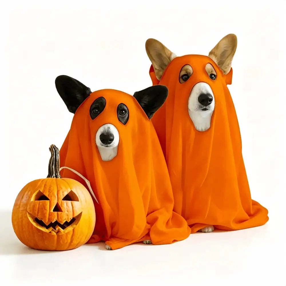 Halloween Ghost-Themed Pet Cape With Reindeer Antlers Headband Costume Set For Medium And Large Dogs Cosplay