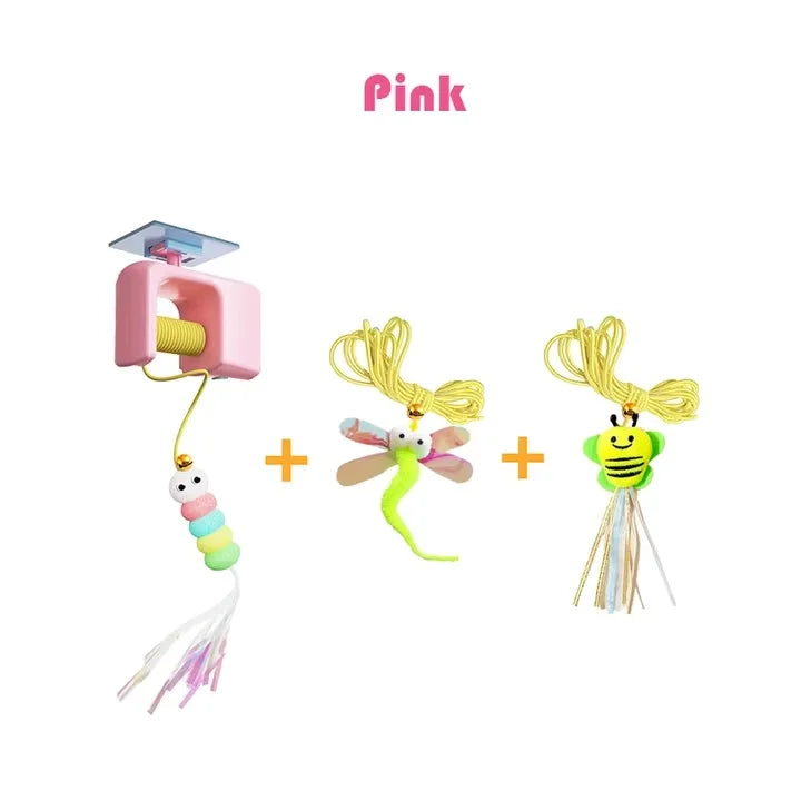 Cat Retractable String RechargeableToys for Indoor Kittens and Bored Adult Cats with 2 Flying Feathers