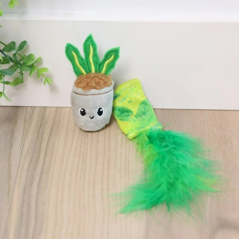 House Plant Catnip Interactive Plush Cat Toy, Multicolor, Pack of 2