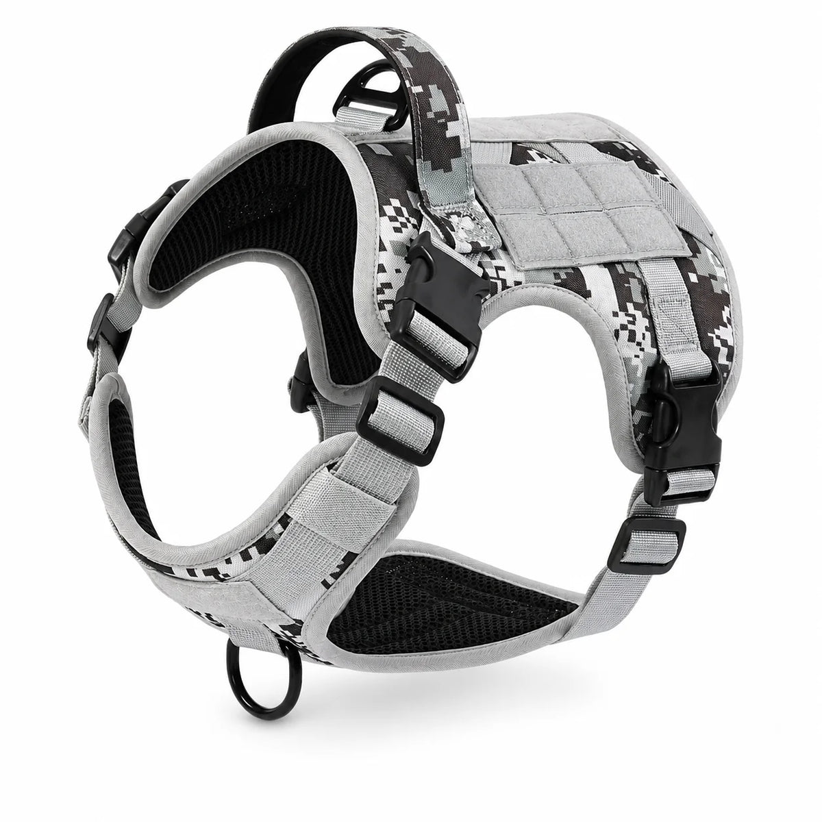 Adjustable Tactical Dog Harness Vest with Reflective Straps Metal D Rings and Breathable Padding