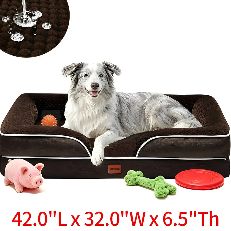 Egg-shaped Memory Foam Four Season Square Waterproof Large Cat / Dog Bed Soft Thickened Pet Sofa Cushion Large / Medium / Small Size with Removable Cover for Easy Washing Non-slip Base Durable and Resistant To Chewing Protect