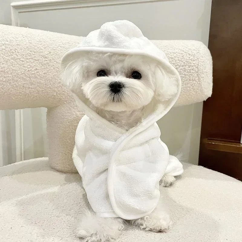 All-Season Quick-Dry Dog & Cat Bathrobe Towel, Thick Absorbent Robe for Teddy Poodle Bichon Schnauzer French Bulldog