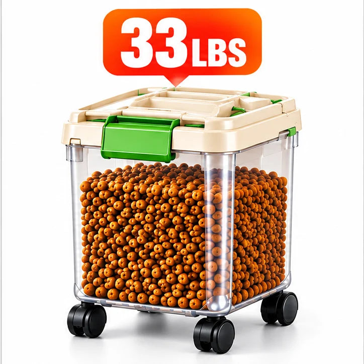 Dog Food Storage Container, 55/33/11Lbs Capacity Options, Large Capacity Transparent Pet Food Storage Box with Scoop, Flip Lid Cat Food Container, Airtight Insect-Proof Kibble Bucket for Dogs And Cats
