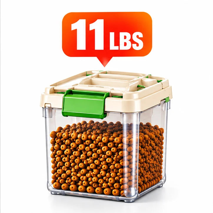 Dog Food Storage Container, 55/33/11Lbs Capacity Options, Large Capacity Transparent Pet Food Storage Box with Scoop, Flip Lid Cat Food Container, Airtight Insect-Proof Kibble Bucket for Dogs And Cats