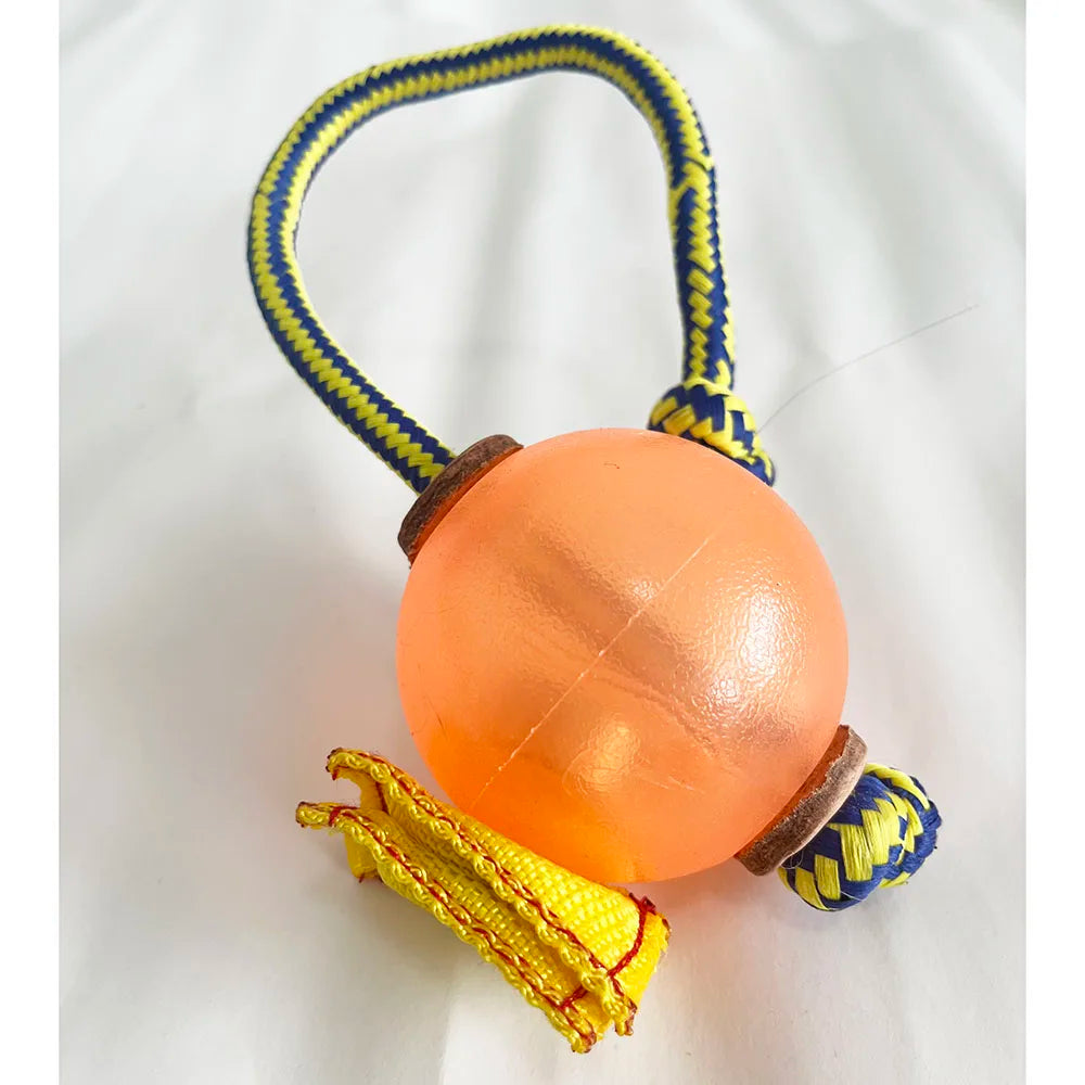 Dog Training Magnetic Ball, Orange/Blue Soft Ball with Rope