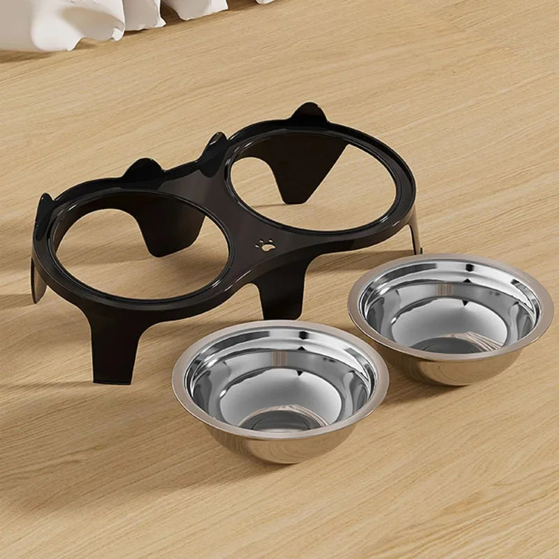 1PC Stainless Steel Cat Food & Water Bowl with Anti-Tip Design Large Capacity Easy-Eat Design for Pet Dog Cat  Feeding Food Bowl