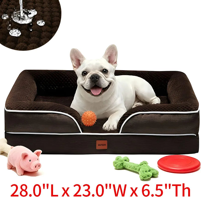 Egg-shaped Memory Foam Four Season Square Waterproof Large Cat / Dog Bed Soft Thickened Pet Sofa Cushion Large / Medium / Small Size with Removable Cover for Easy Washing Non-slip Base Durable and Resistant To Chewing Protect