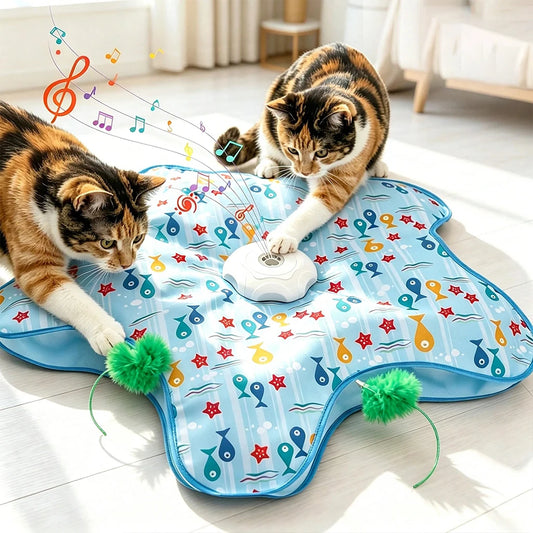 Interactive Cat Toys Rechargeable,Durable Hide And Seek Cat Toys With Moving Concealed Feathers, Squeaky Sound, Automatic Cat Kitten Toy For Indoor Cats & Kittens
