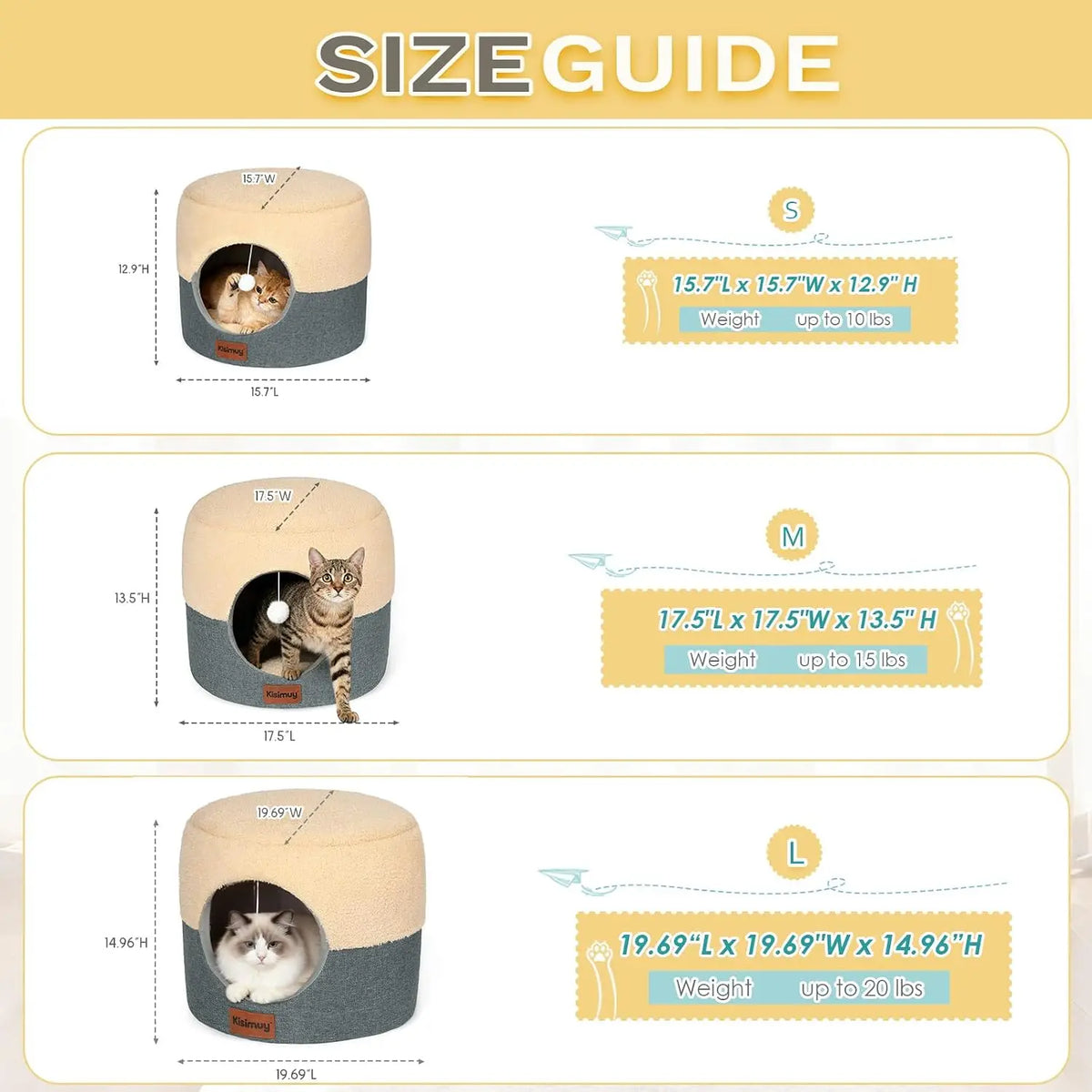 2-in-1 Foldable Cat Bed for Indoor Cats, Cat Cave & Sofa Bed