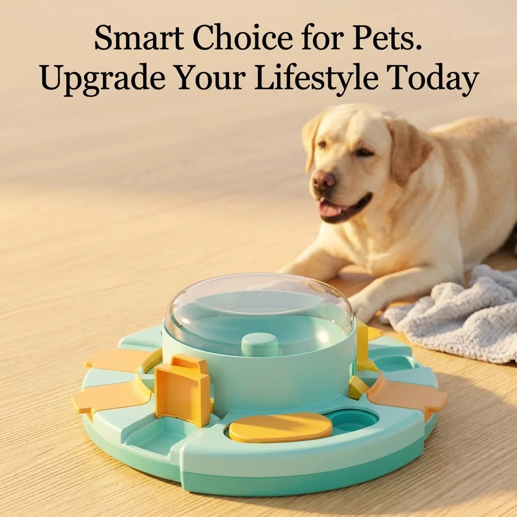 Dog Puzzle Toy, Interactive Slow Feeder for IQ Training and Mental Stimulation, Press & Slide Food Dispenser Disc with Level 1 & 2 Difficulty, Fun Enrichment Toy for Small Medium Large Dogs