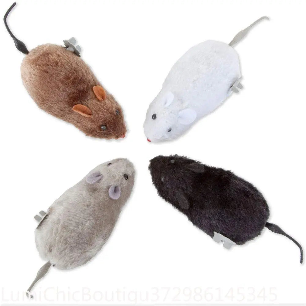 1Pc Lifelike Plush Running Mouse Toy Funny Tail Rat Play Toy Interactive Enrichment Toy For Cats Dogs Kids Random Color Pet Supply