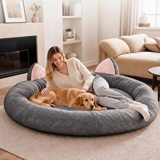 XXL Orthopedic Memory Foam Dog Bed 70x70x9.8in For Large Senior Dog, Waterproof Liner, Washable Cover, Non-Slip Base, Pet Couch