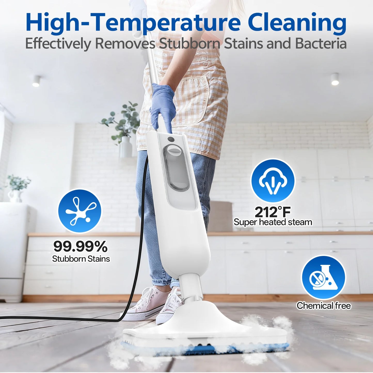 INSE F2 Steam Mop Powerful 12-in-1 Handheld Scrubbing Steam Cleaner High Temperature Detachable Steam Mop for Hardwood Carpet