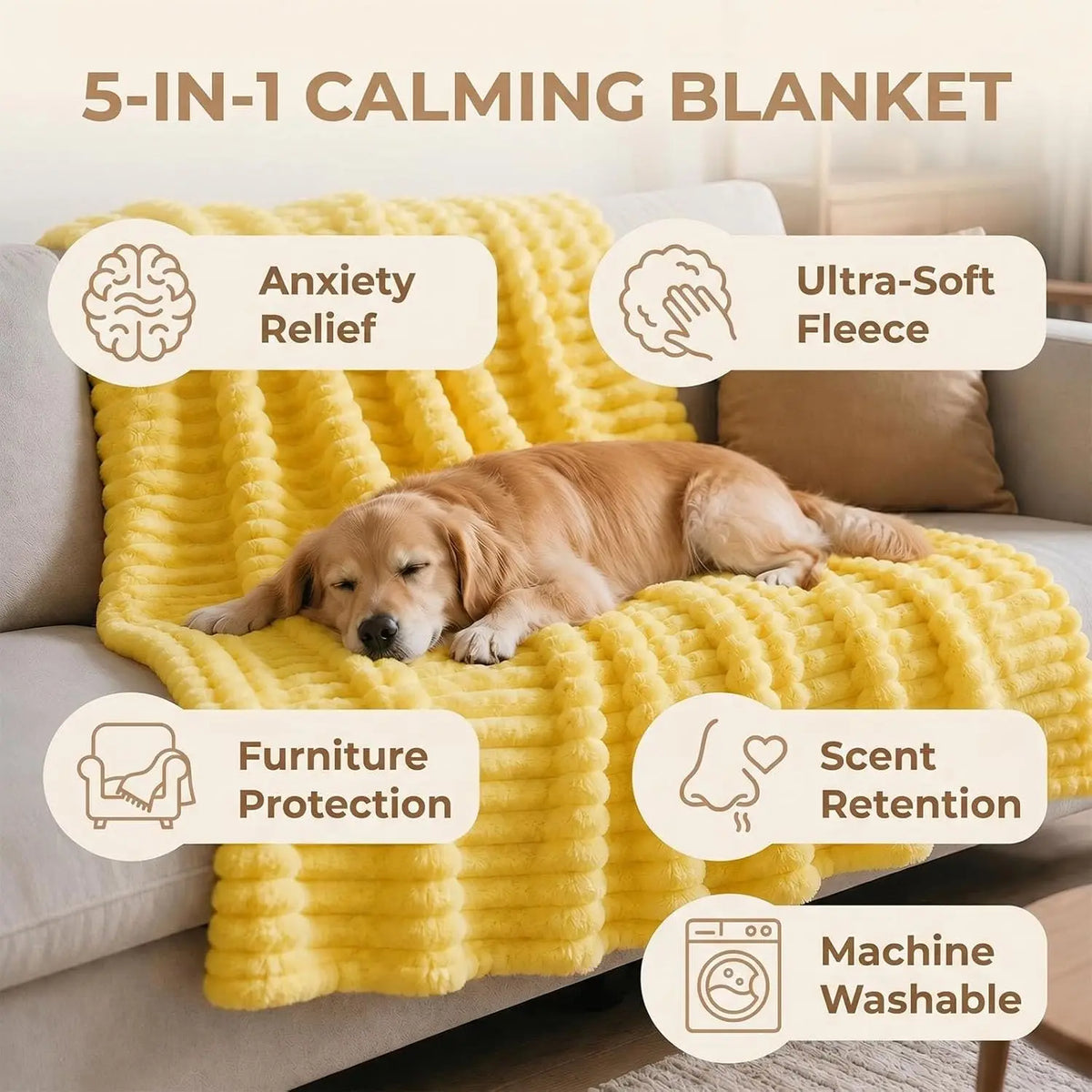Emotional Support Blanket for Dogs, Yellow Dog Blanket (Pink,71x79in)