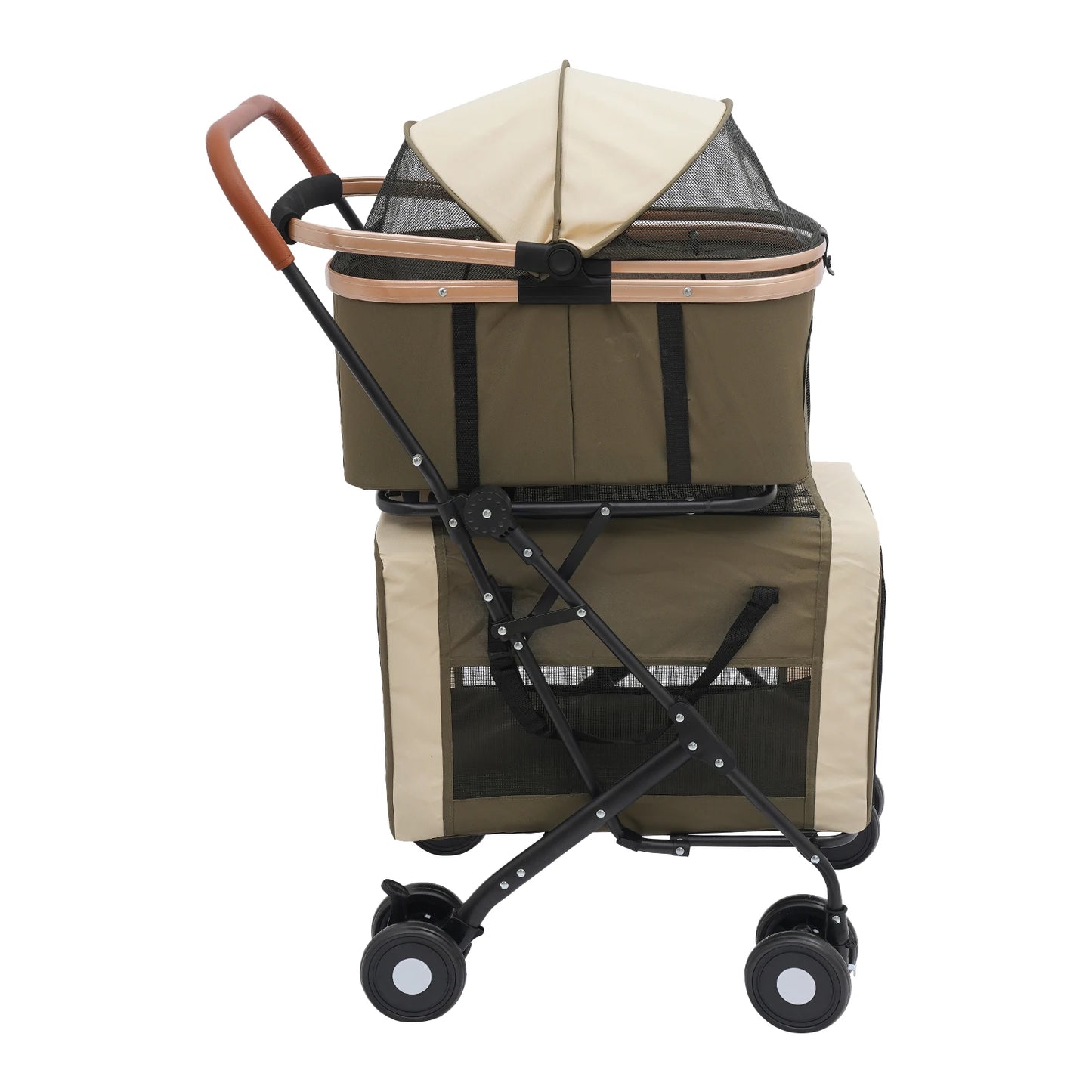 Foldable Pet Stroller for Small/Medium Pets—18.1x22.8x38.2in, 2-Tier Design+Safety Locks, Sunshade+Cushions, Ideal for Travel