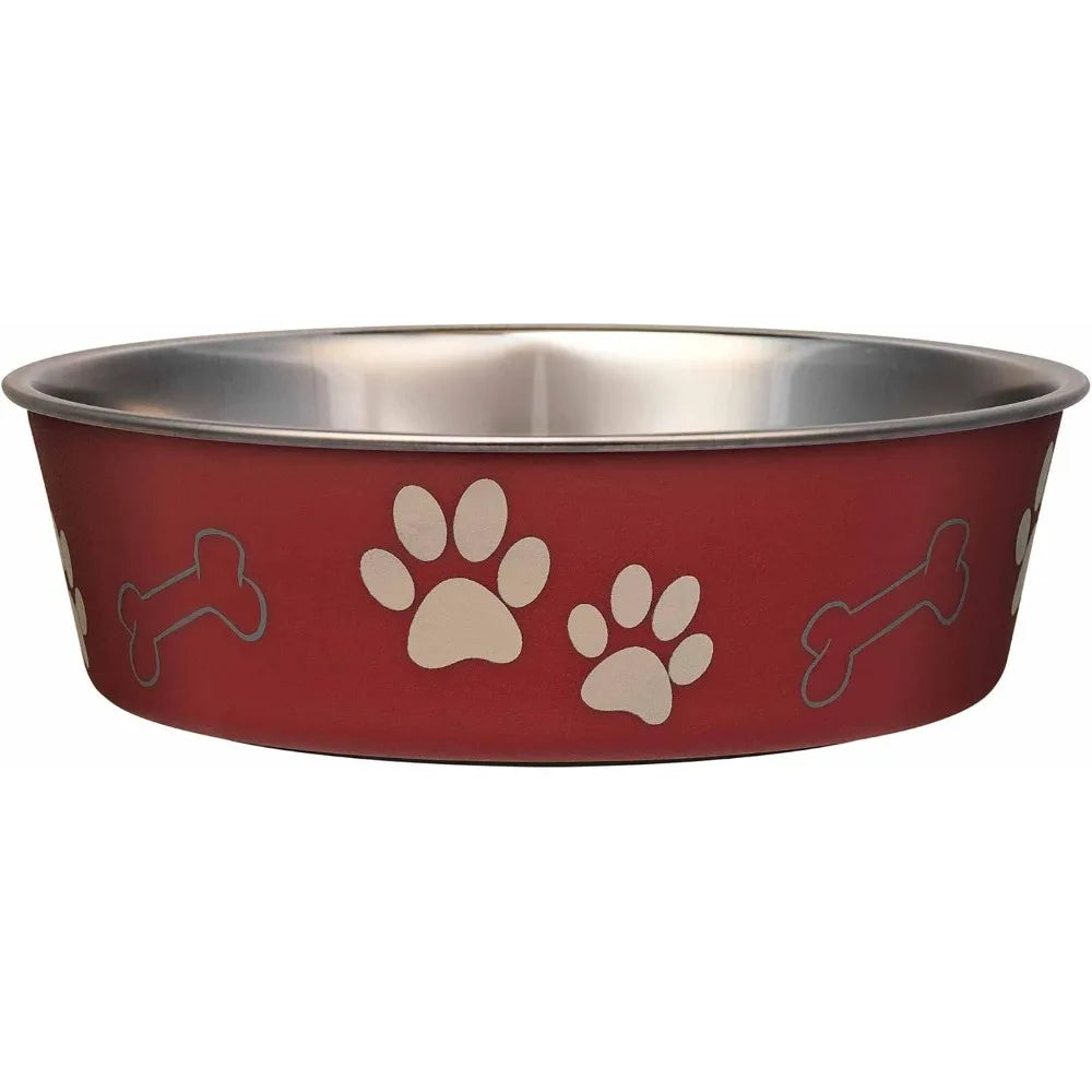 Spill Proof Non Skid Stainless Steel Pet Bowl for Dogs and Cats with Anti Slip Rubber Base Food and Water Feeder Dish for Home Kitchen Travel Car Outdoor Use Medium Size 20-35 lbs Capacity for Puppy Small Medium Pets