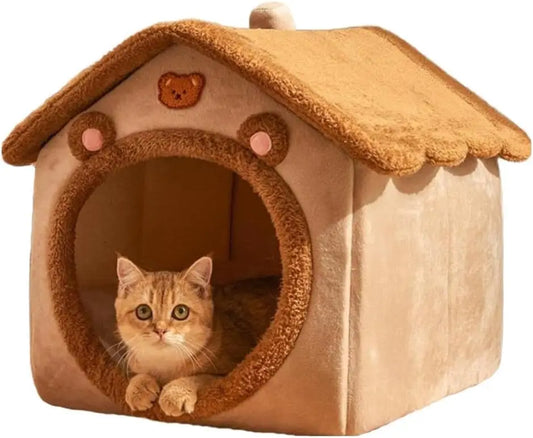 Cat Beds for Indoor Cats Small Dog,Cute Bear Cat Bed Cave Cat House