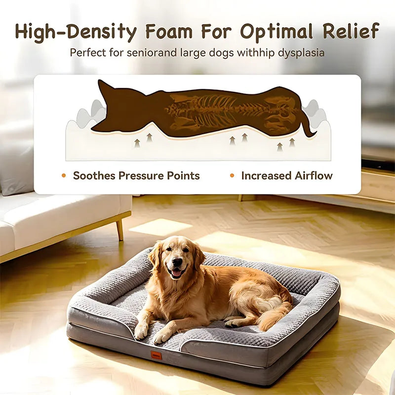 Egg-shaped Memory Foam Four Season Square Waterproof Large Cat / Dog Bed Soft Thickened Pet Sofa Cushion Large / Medium / Small Size with Removable Cover for Easy Washing Non-slip Base Durable and Resistant To Chewing Protect