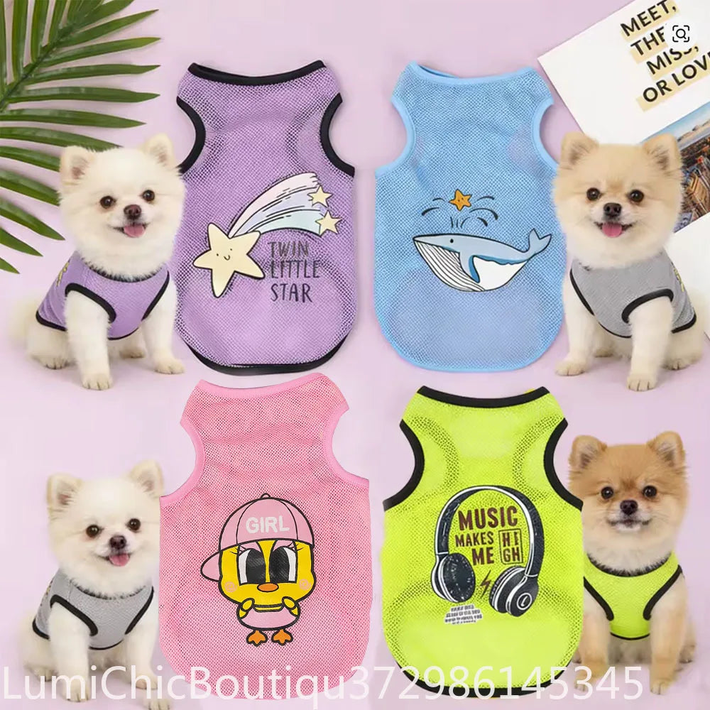 Lightweight Mesh Cooling Dog Shirt Sleeveless Sun‑Protection Breathable Pet Vest For Small Boy Dogs Cats Summer Outdoor Pet Supply