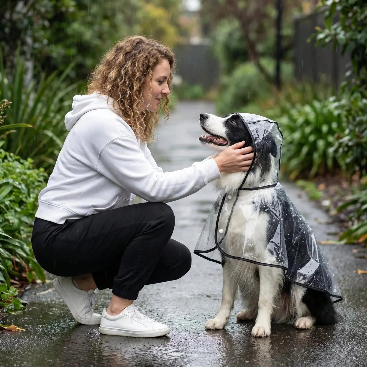 Transparent Dog Raincoat, Waterproof Clear Hooded Dog Rain Poncho With Leash Hole, Lightweight Pet Rain Jacket With Black Trim For Small Medium Large Dogs, Full Body Coverage Rainwear For Outdoor Walking