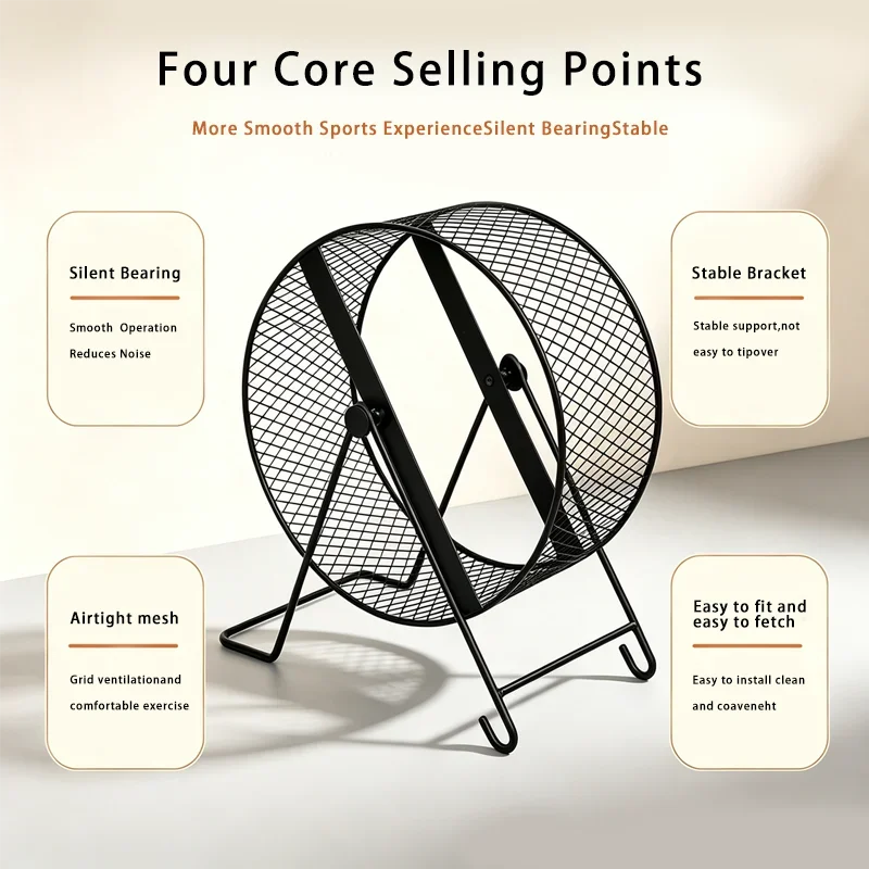 Metal Mesh Silent Hamster Running Wheel Nail Care Set with Replaceable Sand Pads, Small Pet Exercise Wheel for Hedgehog Sugar Gl