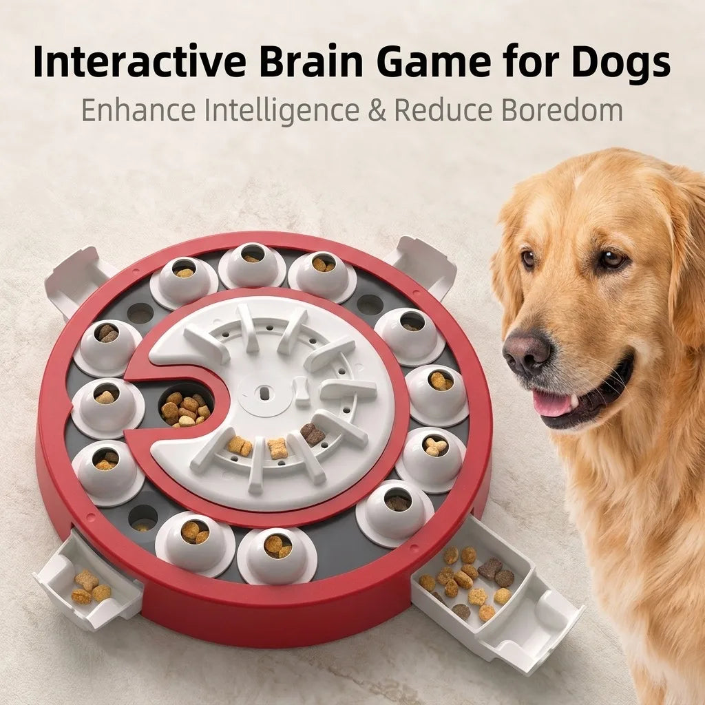 Dog Puzzle Toy, 3-in-1 Interactive Dog Enrichment Toys for Mental Stimulation & IQ Training, Slow Feeder Dog Treat Dispenser for Boredom Relief, Brain Game Console for Small Medium Large Dogs