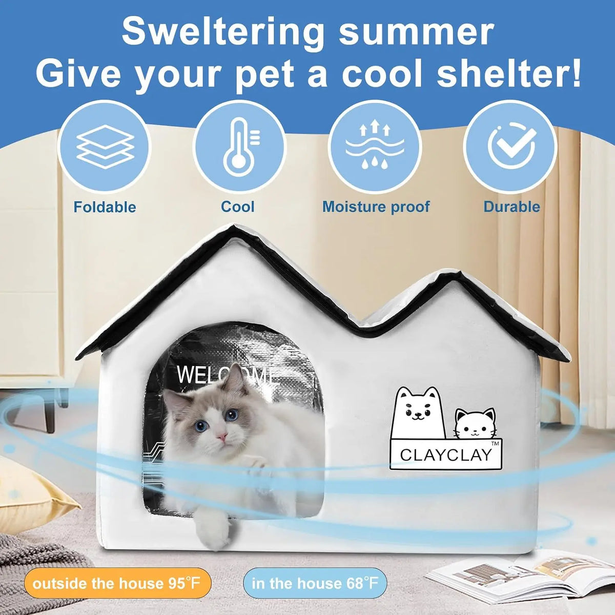 Sturdy Heated Cat House for Winter, Waterproof Insulated Outdoor Cat House with Heating Pad,Weatherproof Warm Feral Cats Shelter for Multiple Cats,Suitable for All Seasons(28"D x 17"W x 18"H)