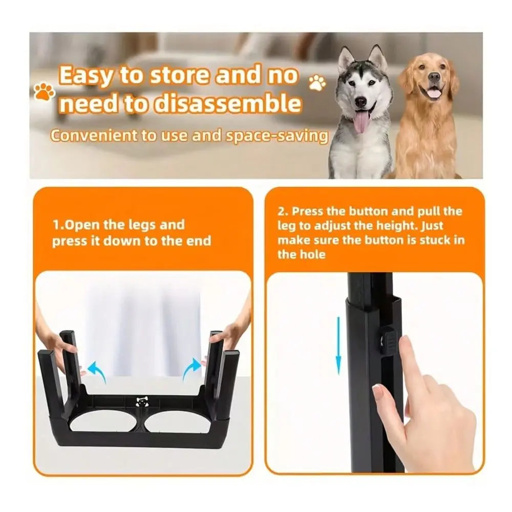 Steel Elevated Dog Bowls, AntiSlip Raised Pet Feeder For Large Dogs, Adjustable Height Food Water Bowls