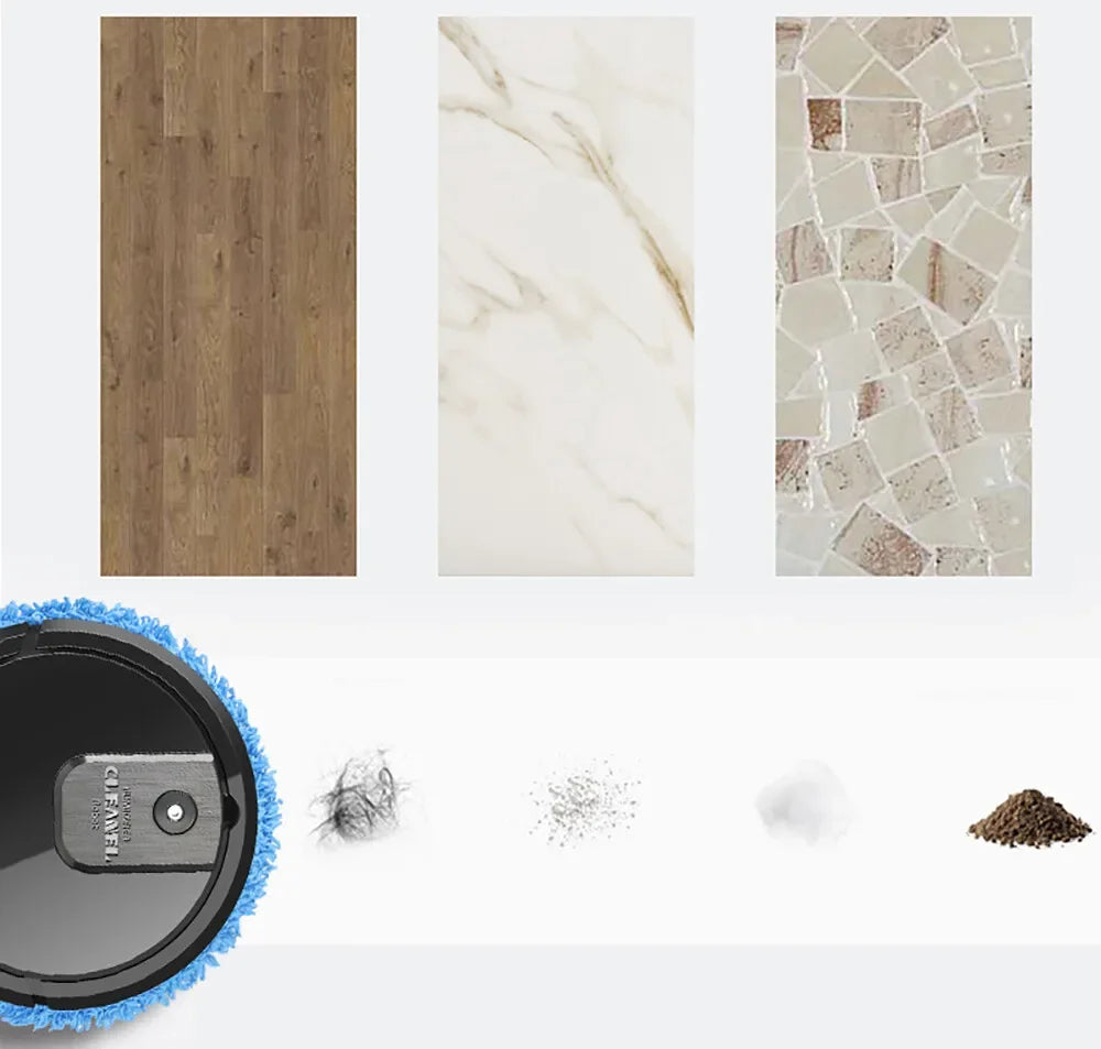 Smart Mopping Machine Wet/Dry Cleaning 645.83ft² Coverage Humidifying Spray USB Rechargeable for Home & Pet Hair Removal