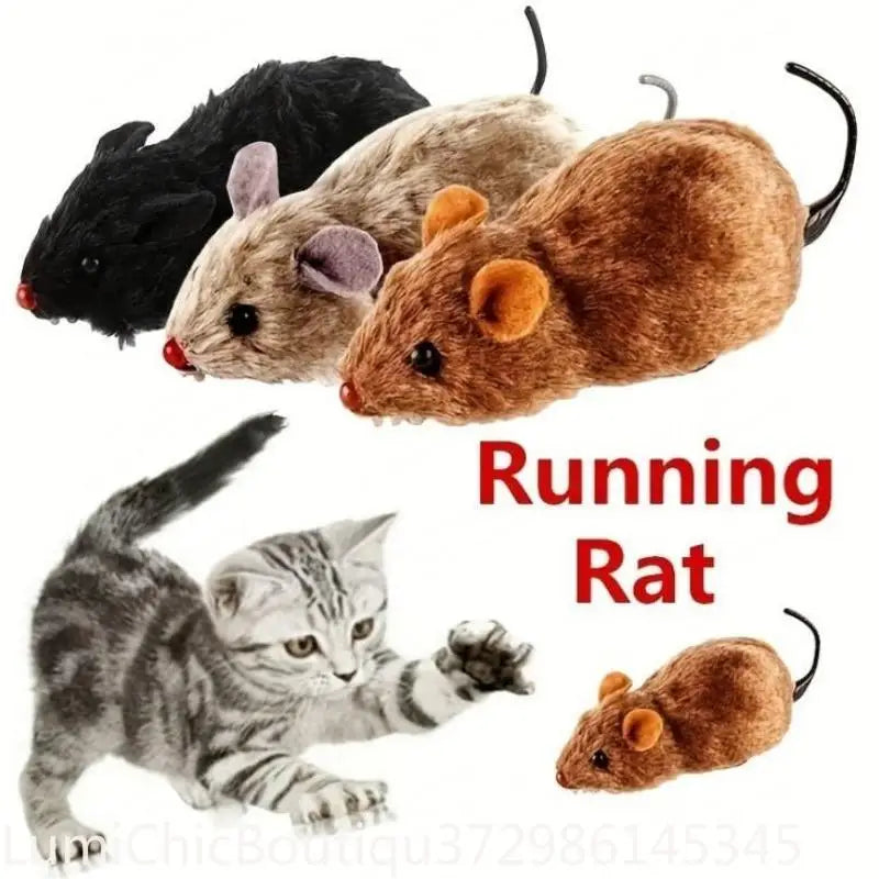 1Pc Lifelike Plush Running Mouse Toy Funny Tail Rat Play Toy Interactive Enrichment Toy For Cats Dogs Kids Random Color Pet Supply
