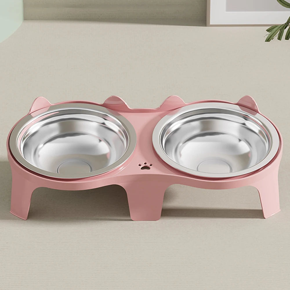 1PC Stainless Steel Cat Food & Water Bowl with Anti-Tip Design Large Capacity Easy-Eat Design for Pet Dog Cat  Feeding Food Bowl