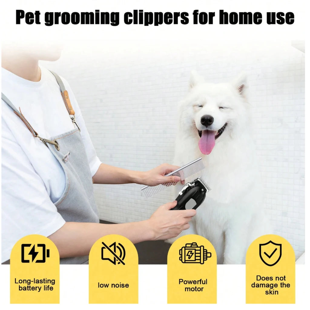Electric Pet Hair Clipper USB Rechargeable LCD Display Dog Cat Grooming Trimmer Shaver with Guide Combs Kit