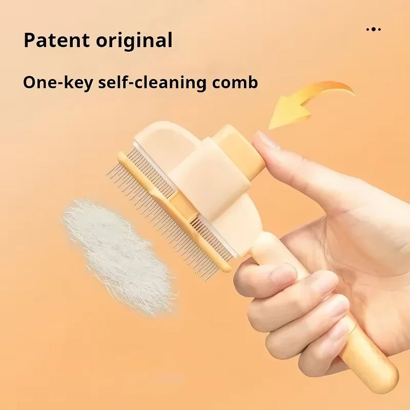 Self Cleaning Slicker Brush for Dogs & Cats, One Click Pet Hair Remover Grooming Comb for Long & Short Haired Pets