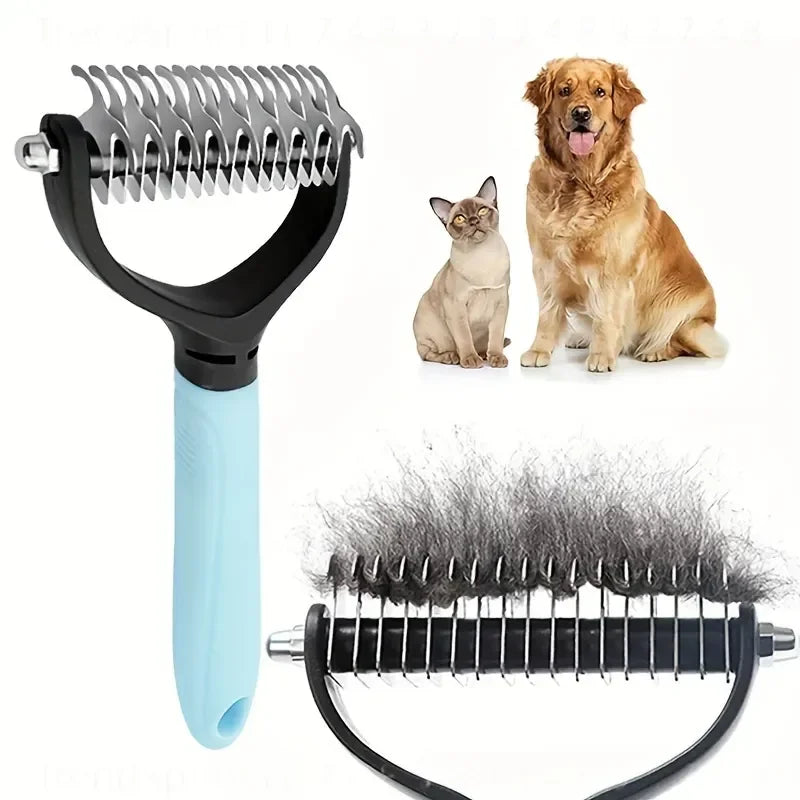 2 Pack Random Color Stainless Steel Pet Dematting Comb Double‑Sided Pin Grooming Brush Efficient Hair Remover For Cats Dogs Knot Tangle Remover Pet Hair Care Tool