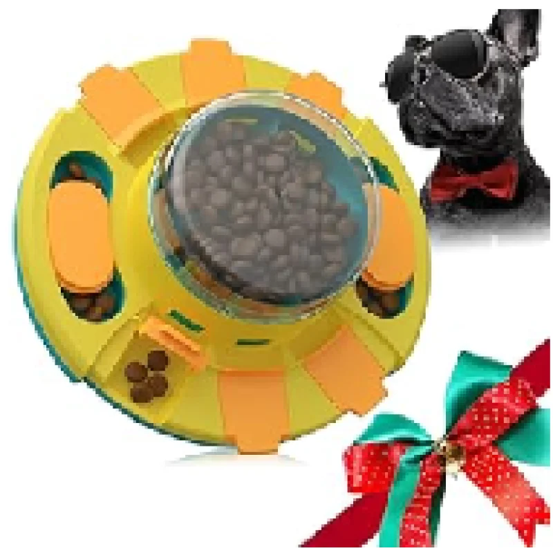 Dog Puzzle Toy, Interactive Slow Feeder for IQ Training and Mental Stimulation, Press & Slide Food Dispenser Disc with Level 1 & 2 Difficulty, Fun Enrichment Toy for Small Medium Large Dogs