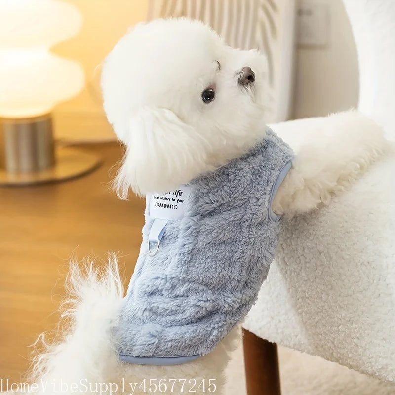 Solid Color Fleece Pet Vest, Easy Pull-On Two Leg Warm Winter Clothes for Dogs Cats, Soft Bear Style Autumn Winter Pet Apparel