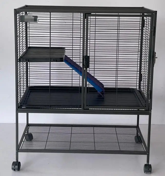 Multi-Level Metal Small Animal Cage for Ferrets, Hamsters, Chinchillas, Rabbits, Guinea Pigs, Hedgehogs, Gerbils Removable Tray & Ramp, Lockable, BPA-Free