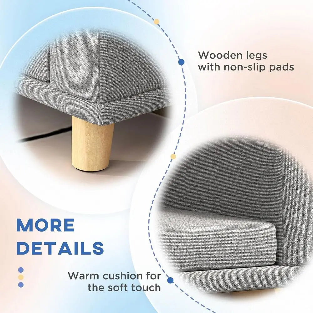Dog Soa Couch, Pet Bed with Comortable Luxury Cushion, Washable Cover, Wooden Legs, Anti-Slip Mat or Large Dogs, Cats, Kittens,