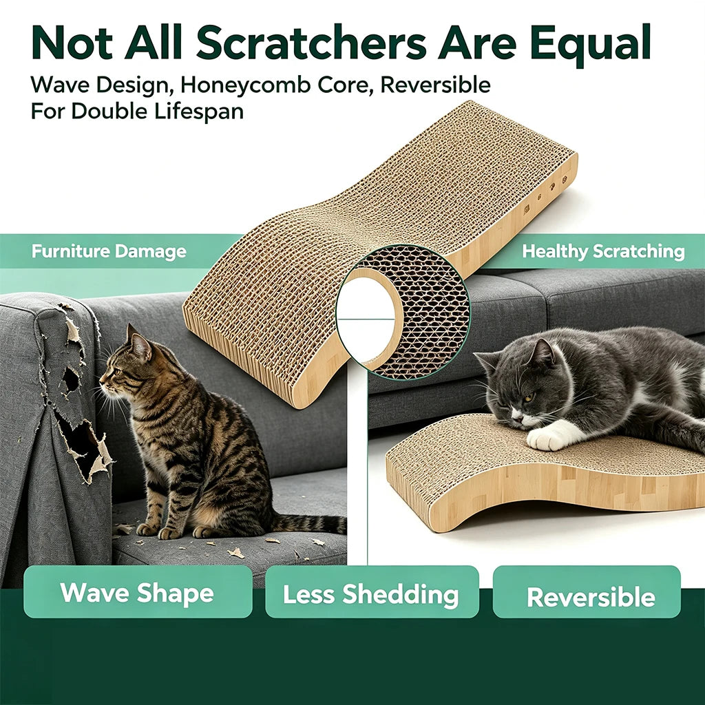 8pcs Large Wave Cat Scratcher Refills Reversible Double-Sided Corrugated Cardboard Durable Furniture Protector Grinding Pad Pet Supplies