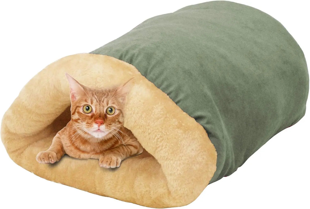 3 in 1 Semi-Enclosed Self Warming Burrow Cat Bed Sleeping Cave
