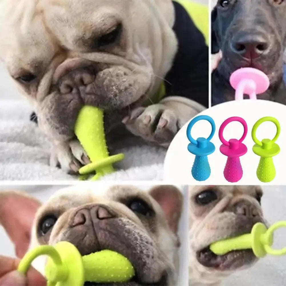 Squeaky Bell TPR Dog Pacifier Toy, Safe Non-Toxic Durable Teething Chew, Gum-Friendly Calming Soothing Dental Cleaning for Puppy Teething Period Daily Play Home Alone Puppies Small Medium Dogs Pet Squeaky Molar Chew Accessory
