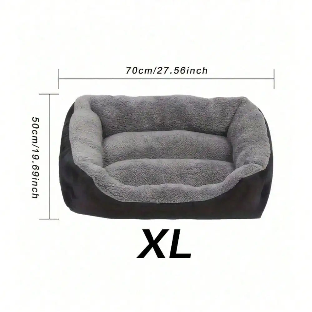 Black Thick Plush Pet Bed Sofa – Ultra Soft Warm Dog & Cat Bed, Non-Slip Rectangular Base, Easy-Clean All-Season Sleeping Couch For Pets – Premium Plush sp260609165019978147439