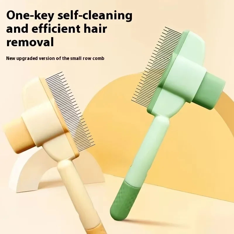 Self Cleaning Slicker Brush for Dogs & Cats, One Click Pet Hair Remover Grooming Comb for Long & Short Haired Pets